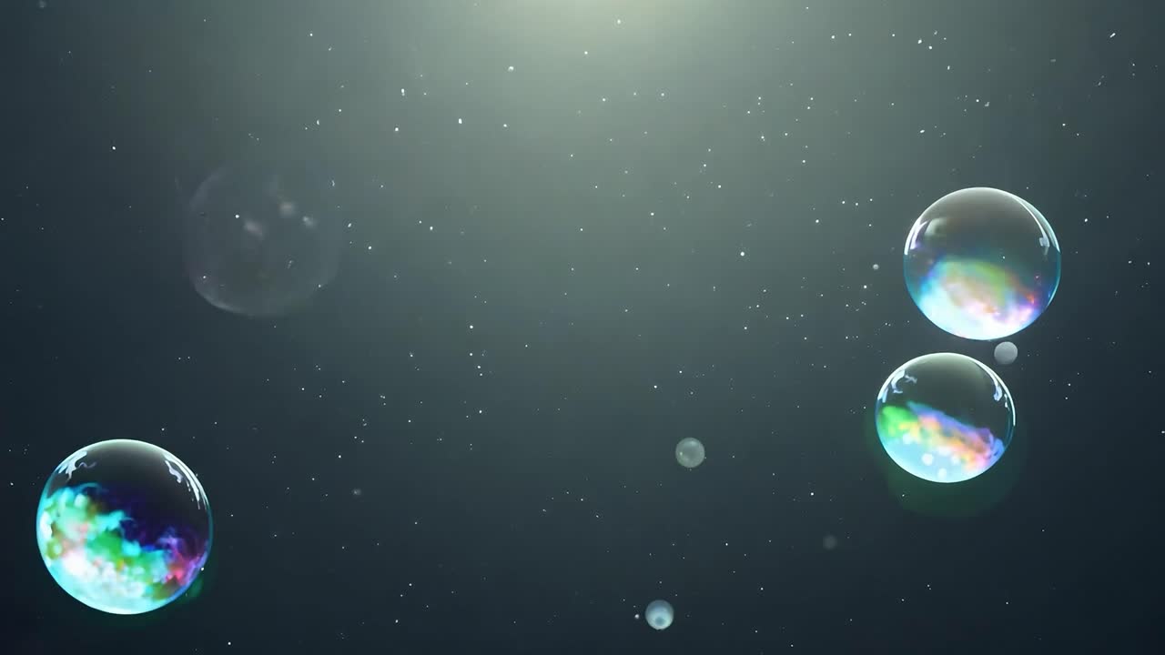 공중에 떠있는 비누 거품