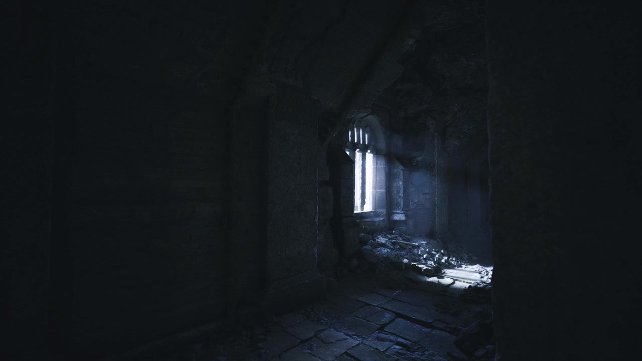 Luce penetrante evidenzia le texture di detriti e una scena di abbandono