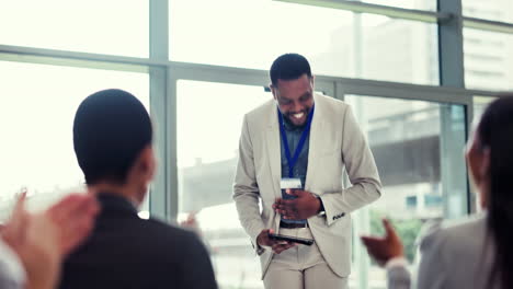 Presentation,-meeting-and-applause-for-businessman