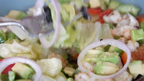 ensalada de camarón con verduras mezcladas