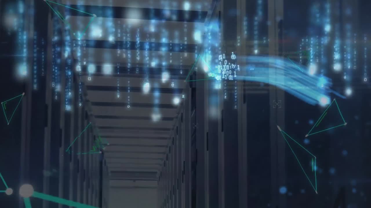 Animation of data processing over triangles and computer servers