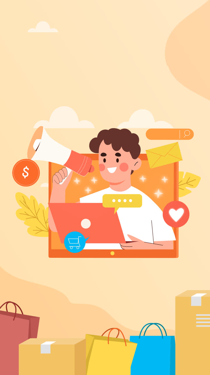 gráfico de movimiento de ilustración plana para dia do vendedor