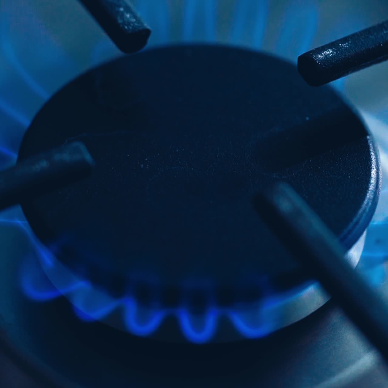 Gas burner on the gas stove