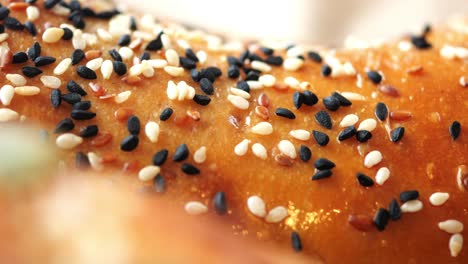 close-up of a bagel with sesame seeds