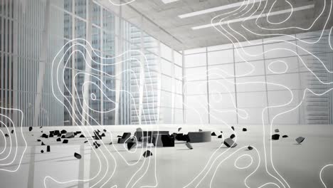 topography against pound currency symbol falling and breaking against office