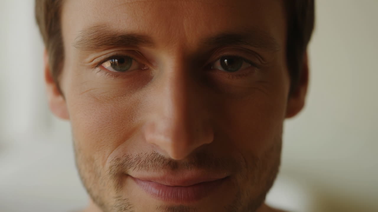 Close Up Portrait of a Smiling Young Man Looking at Camera