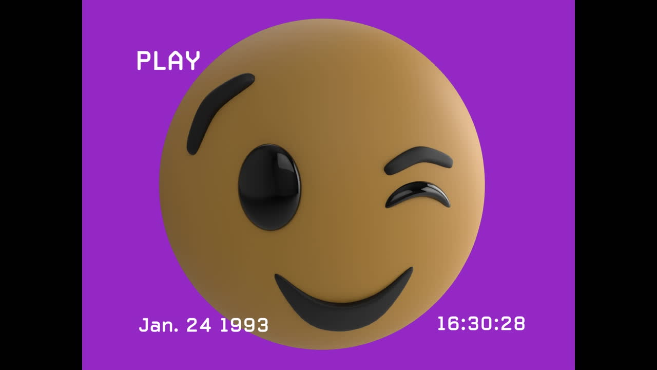 Animação do ícone de emoji feliz sobre tela com ruído