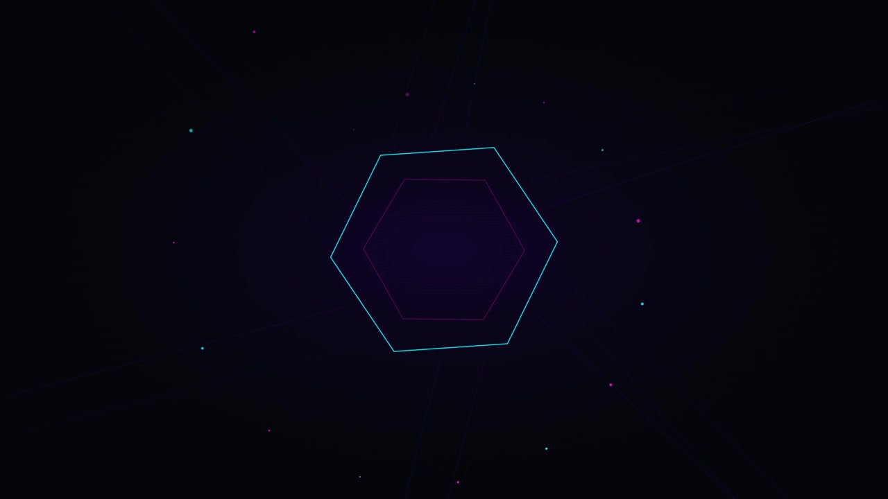 Abstract Geometric Hexagon Animation with Pulsing Light Lines