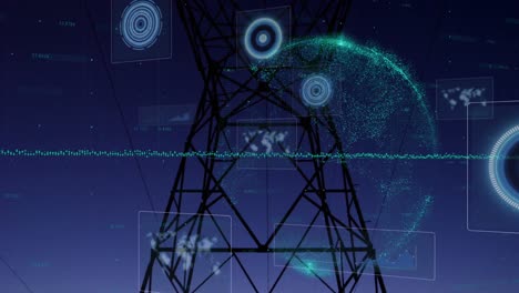 composición de los ámbitos de exploración en las pantallas sobre el globo y la torre eléctrica