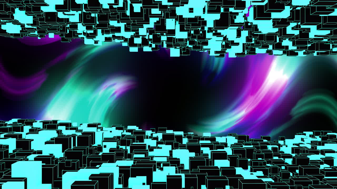 Animation of purple light trails with network of connections