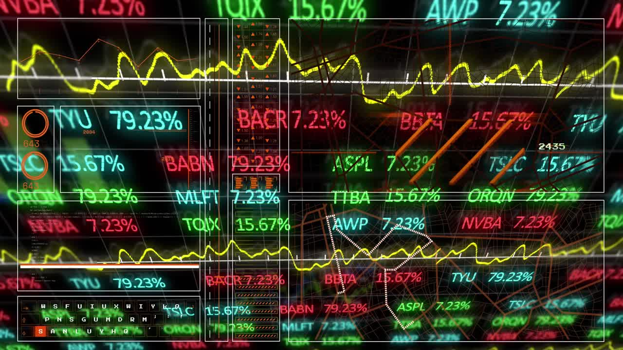 Animazione dell'elaborazione dati su sfondo nero
