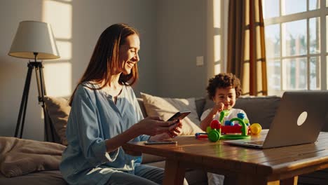 working mom and toddler