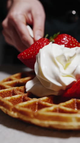 strawberry whipped cream waffles