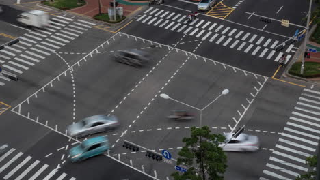 Timelapse-Del-Cruce-Ocupado-En-Seúl,-Corea-Del-Sur.