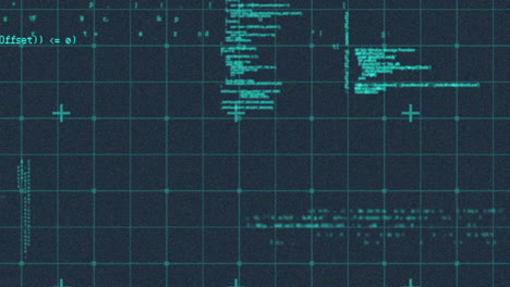 animation of purple stripes and data processing on black background
