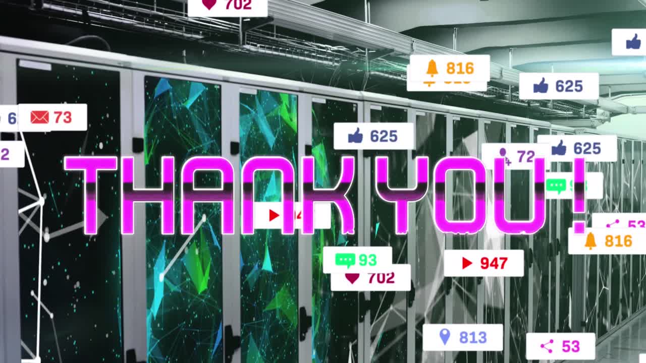 서버  ⁇ 에서 성장하는 감사 텍스트와 숫자의 애니메이션