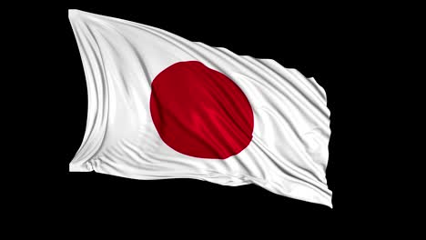 japanese flag in slow motion. the flag develops smoothly in the wind