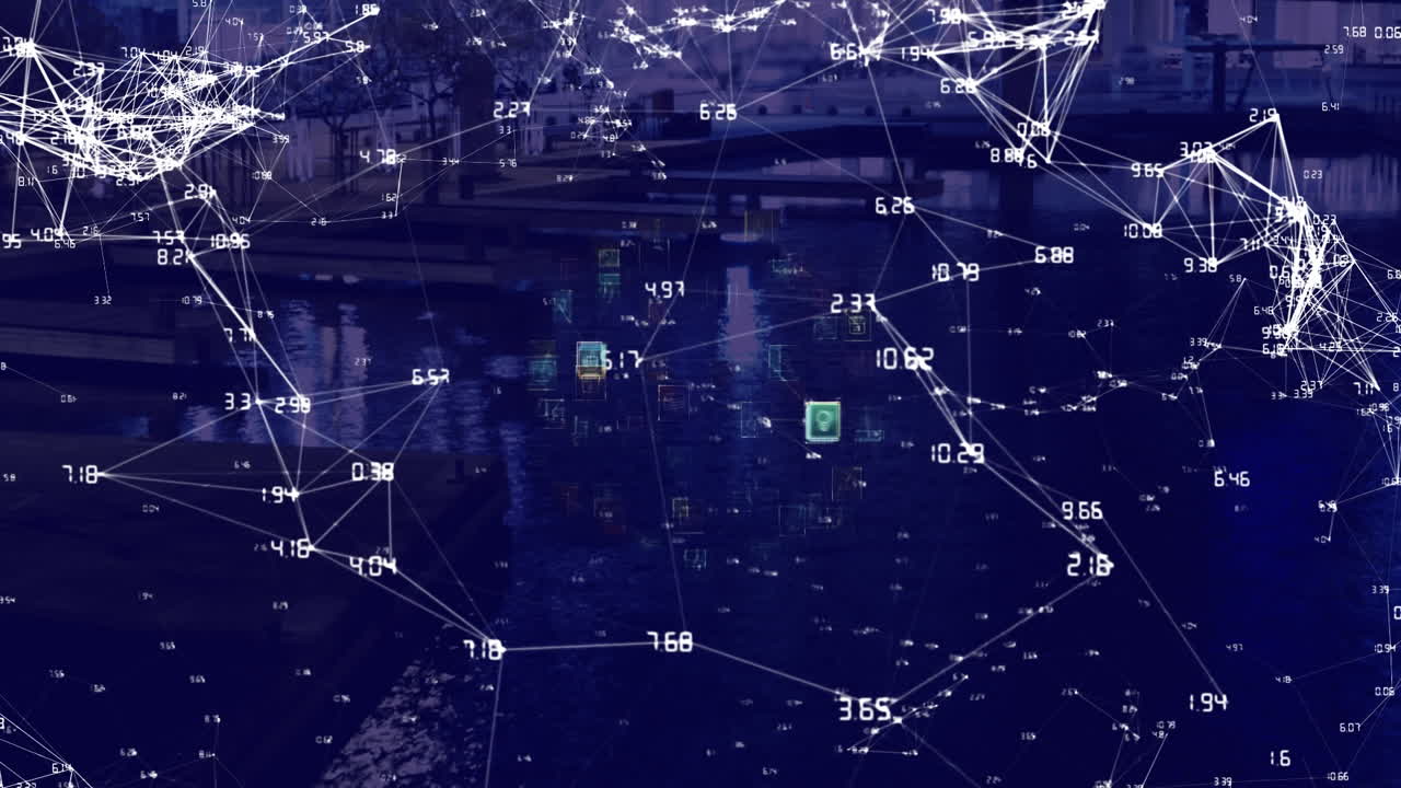 Digital composite of data connections and computer icons