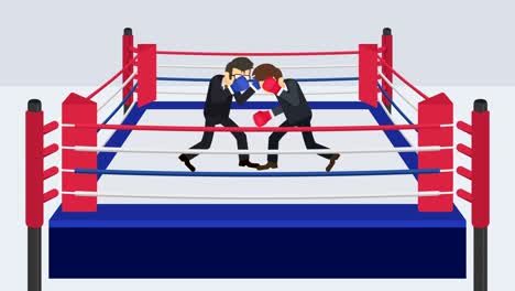 la batalla del hombre de negocios en guantes de boxeo. concepto de competencia de negocios. ilustración de bucle en estilo plano.