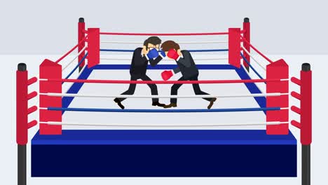 business man battle in boxing gloves. business competition concept. loop illustration in flat style.