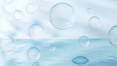 bubbles on the water surface, 3d rendering.