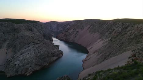 drone forward shot over the river in the zrmanja gorge in jasenice, zadar county, croatia