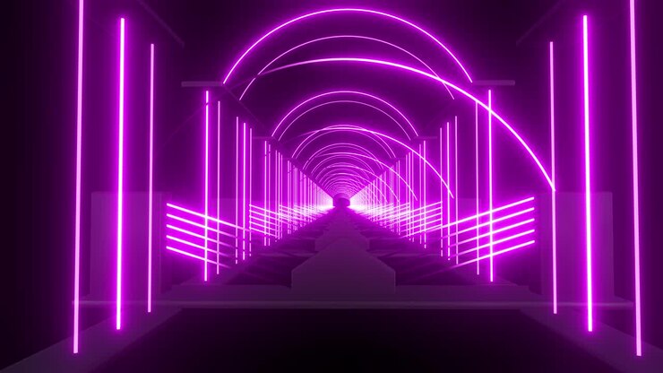 Neon Pink Tunnel 3D Rendering