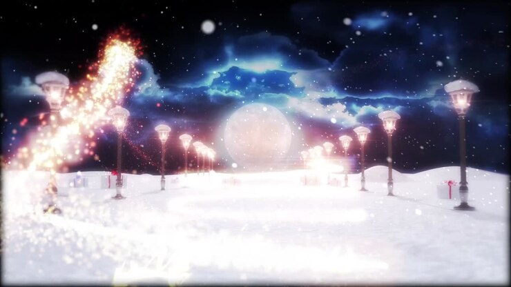 Winter holiday scene with snow and gifts