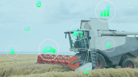 animación de iconos digitales sobre el campo