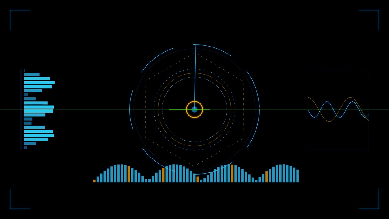Futuristic Digital Radar Interface with Data Visualization