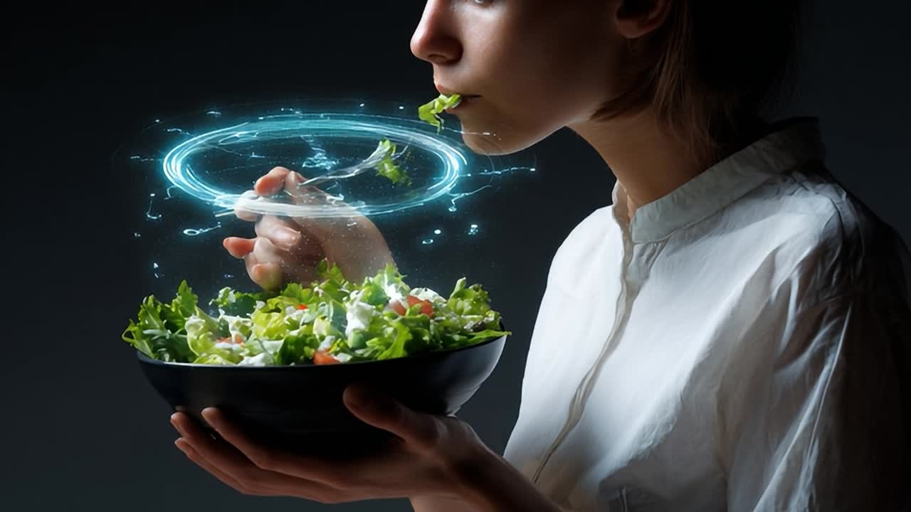 Digital dining experience with virtual nutrition data display