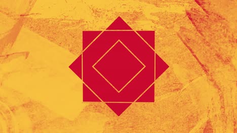 red background through yellow star shaped foreground