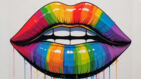 rainbow pride lips pop art