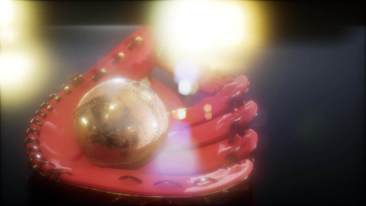 béisbol y guante en fondo oscuro