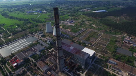 Industrial-pipe-on-thermal-power-plant.-Aerial-of-chimney-power-generation-plant