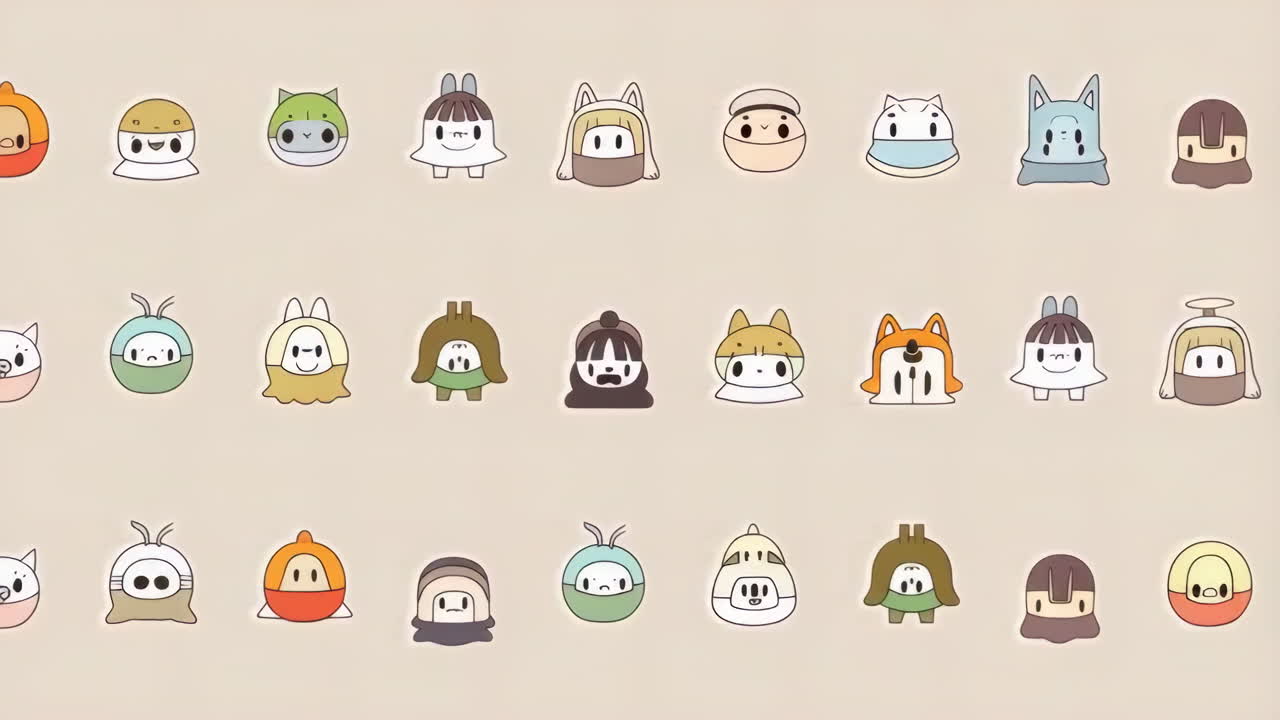 A Grid of Cute and Diverse Stylized Cartoon Avatars