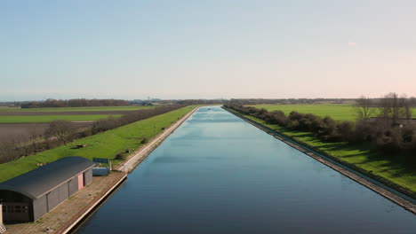 Aerial:-The-locks-of-the-Canal-through-Walcheren,-near-the-historical-town-Veere