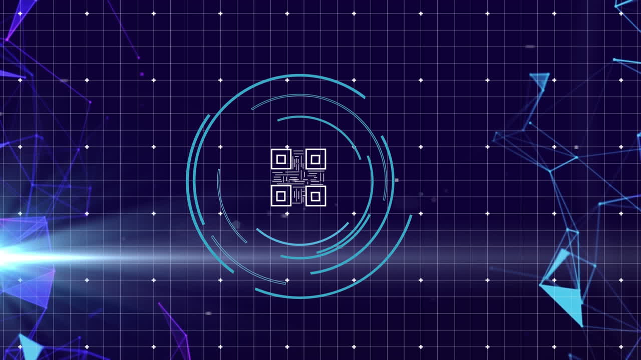 Animation of data processing on blue background