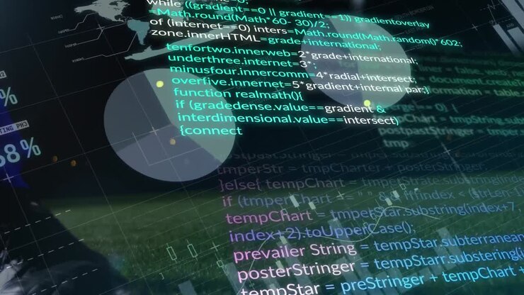 Animation of data processing over football