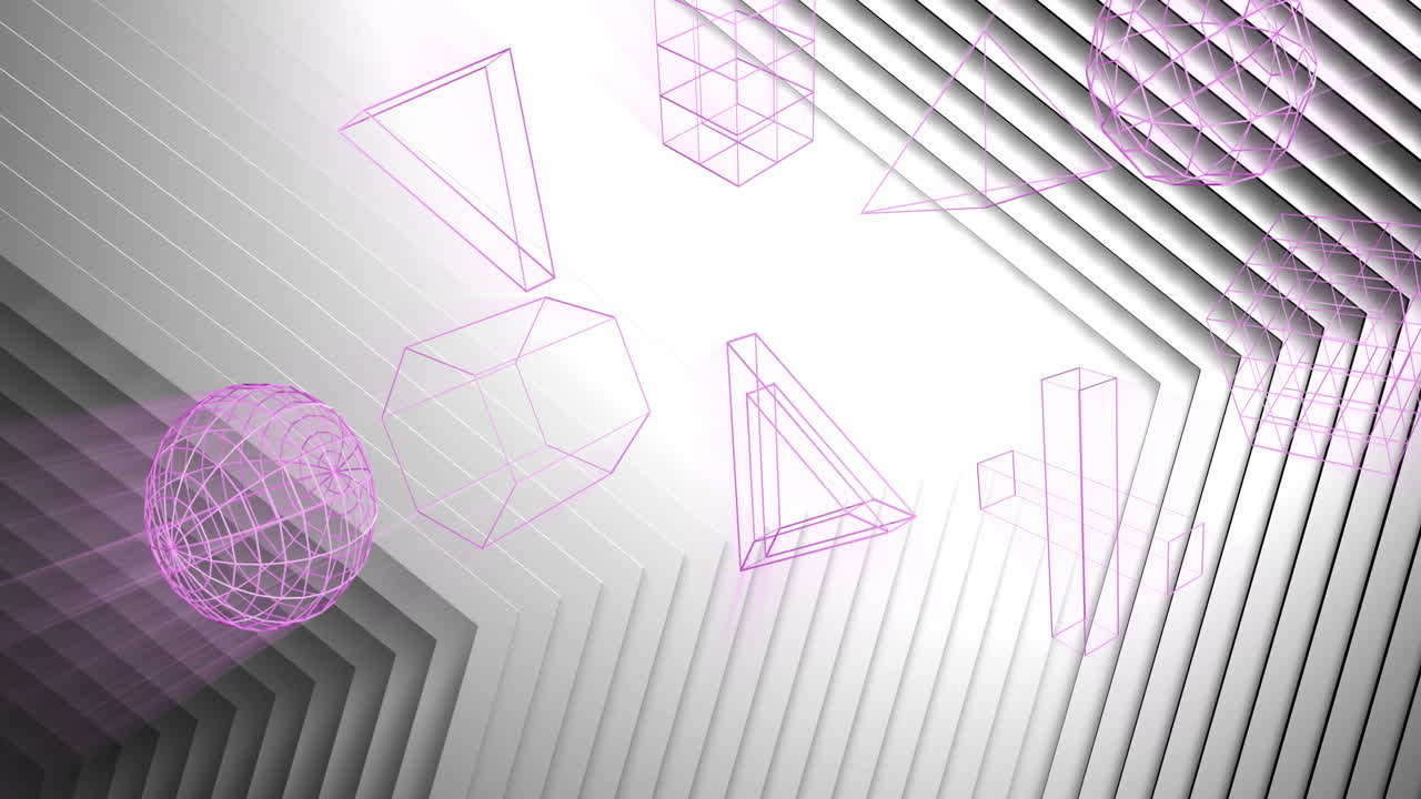 3d 기하학 모양 디자인을 검은색과 회색의 동심 셰브론 위에 애니메이션