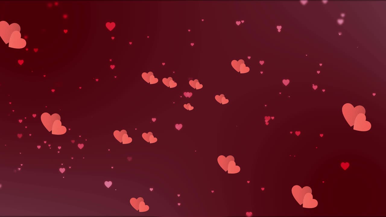 animación de corazones rojos que se mueven sobre fondo rojo