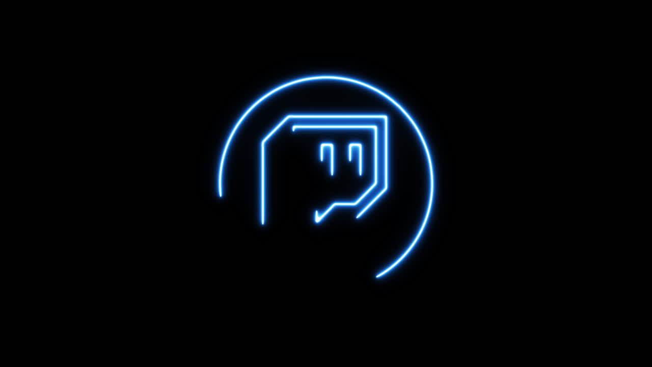 Dibujo animado del logo de Twitch en neón azul