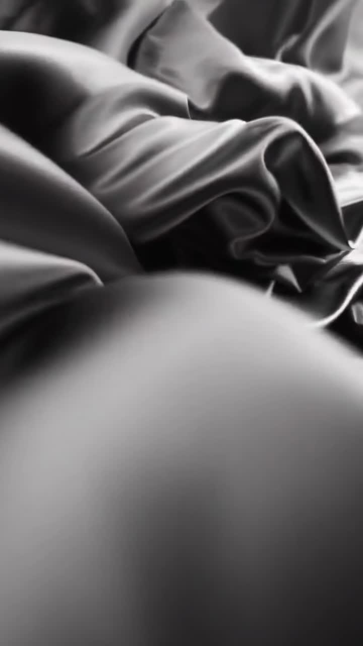 Close-up video of flowing black silk fabric, showcasing smooth textures and elegant folds