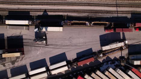 reach stacker trolleys at work in logistic center of vancouver in canada