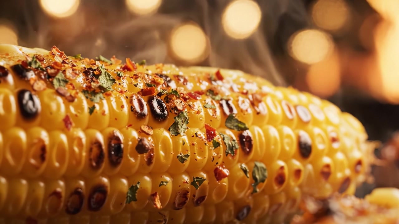 Delectable Grilled Corn on the Cob Topped with Spices and Fresh Herbs, Perfectly Roasted to Achieve a Smoky Flavor That Enhances Summer Gatherings and Festivities.