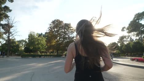 woman running in a park