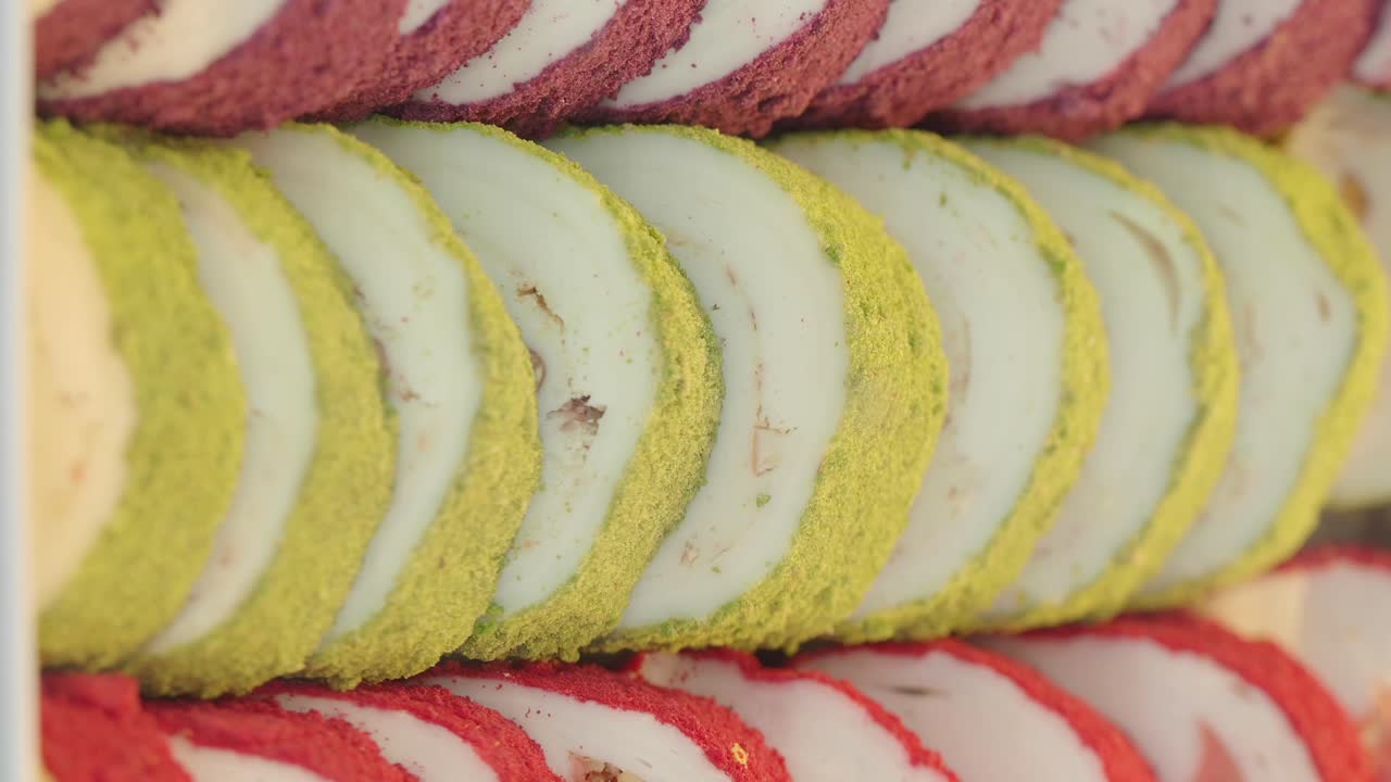 Assorted Colorful Rolled Cakes/Pastries