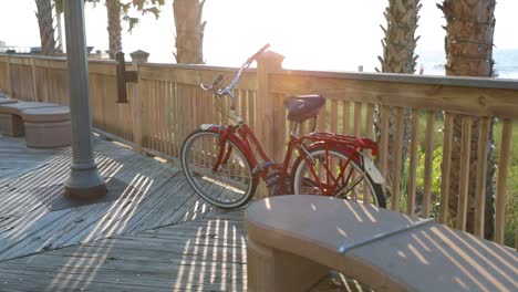 smooth shot of bike on boardwalk at myrtle beach