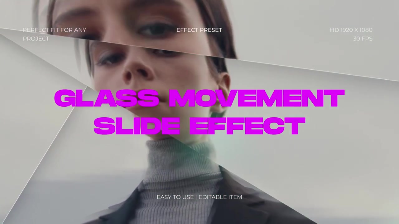 Dynamický video přechod s efektem pohybu skla.