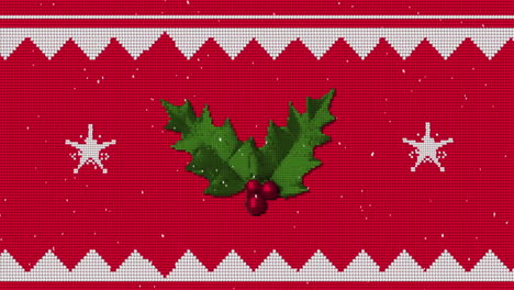 animación de patrón de navidad y santo sobre fondo rojo